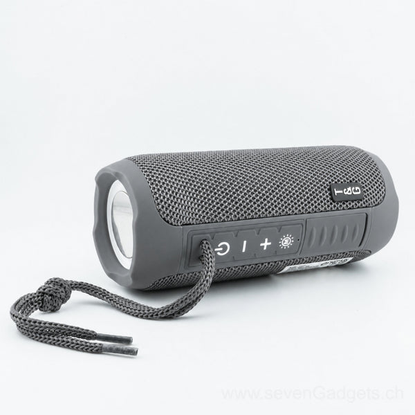 4-in-1 Bluetooth-Lautsprecher mit LED-Licht, Wasserspritzfest, Radio, MP3-Player (USB/MicroSD), Tragbare Outdoor-Musikbox