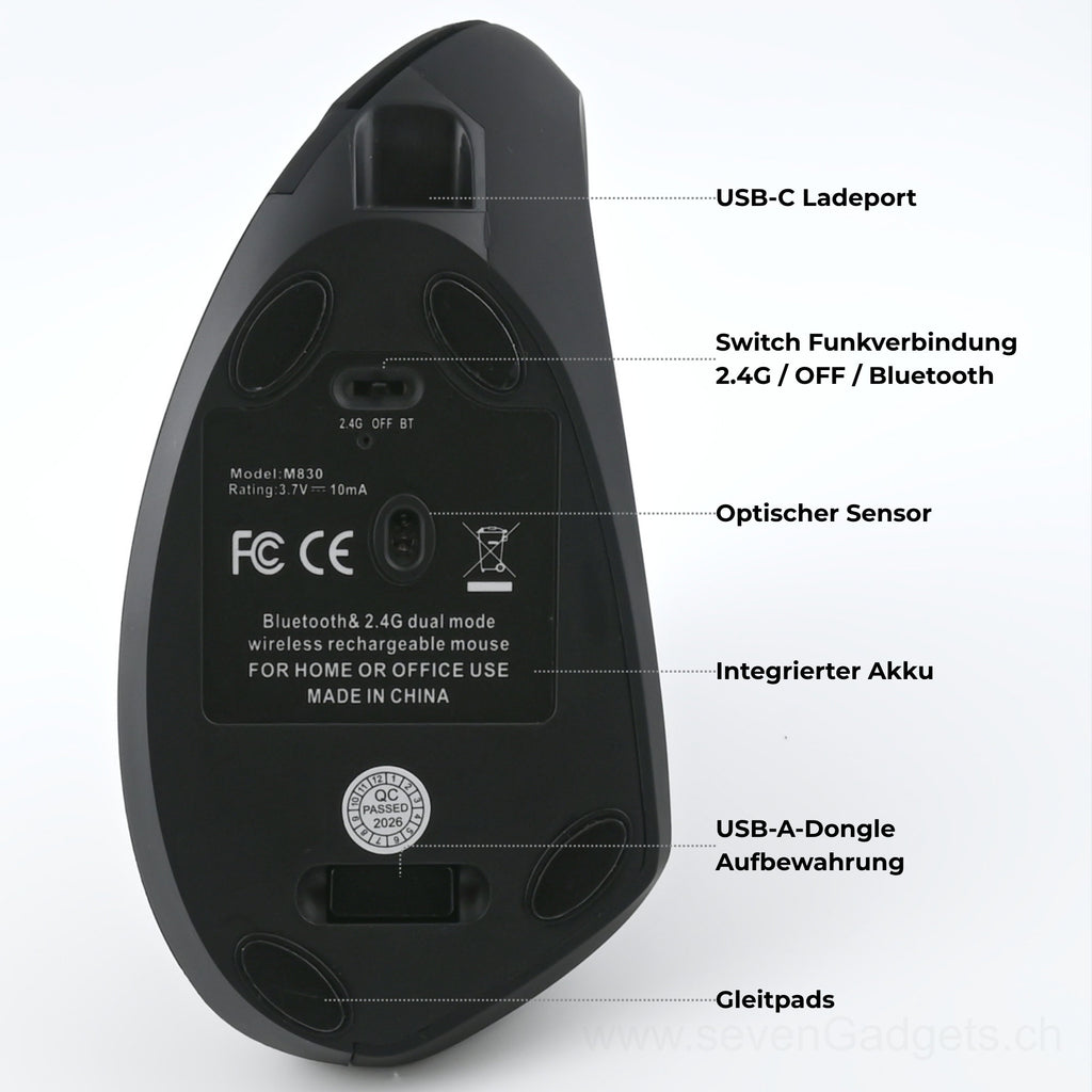 Ergonomische leise kabellose PC Maus für natürliche Handhaltung