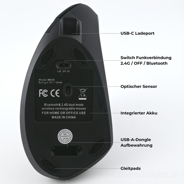 Ergonomische leise kabellose PC Maus für natürliche Handhaltung