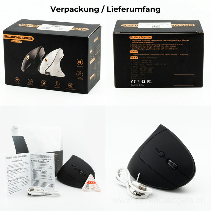 Ergonomische leise kabellose PC Maus für natürliche Handhaltung