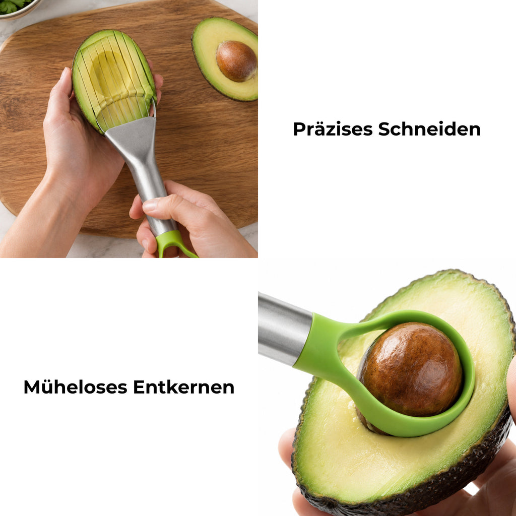 2-in-1 Avocado Edelstahl Messerschneider