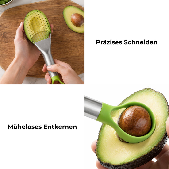 2-in-1 Avocado Edelstahl Messerschneider