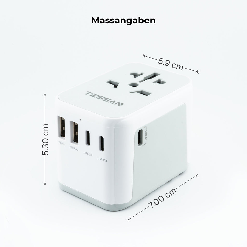 6-in-1 Universal Reiseadapter von TESSAN mit USB & USB-C
