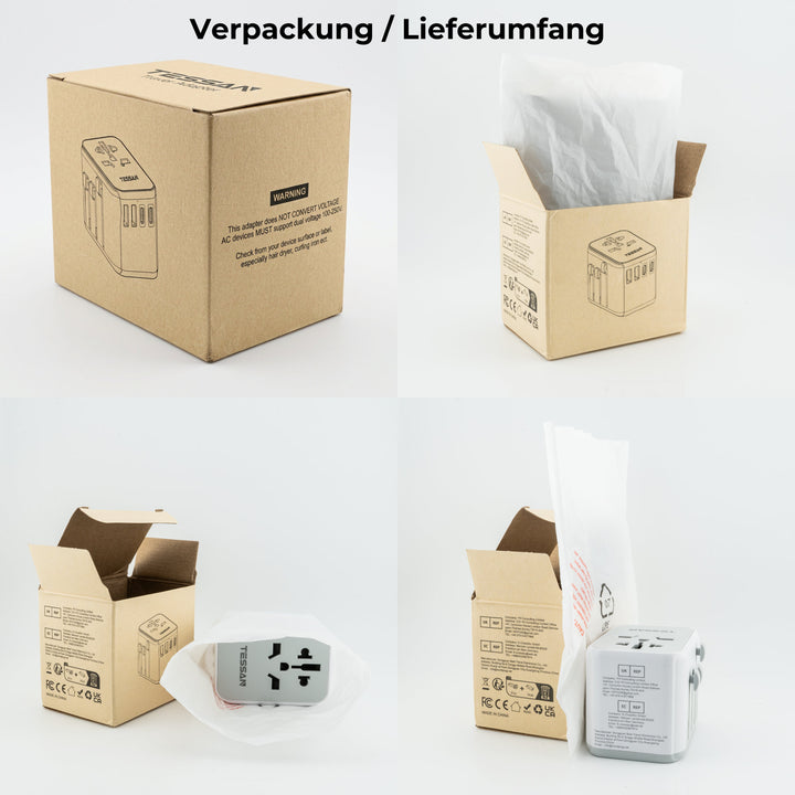 6-in-1 Universal Reiseadapter von TESSAN mit USB &amp; USB-C
