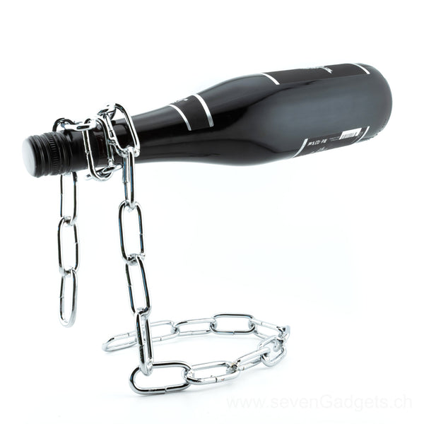 Schwebender Weinflaschenhalter aus Kette, Metall, Dekorativer Weinhalter, Kreative Tisch-Deko & Geschenkidee