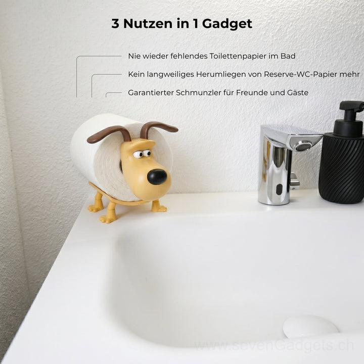 WC Rollenhalter Hund als kreative Bad Deko (2 Stück)