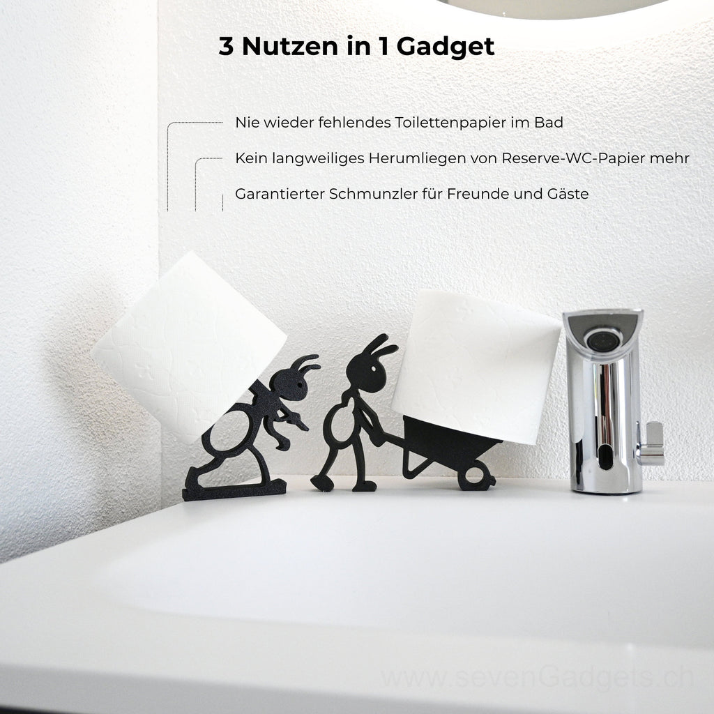 WC Rollenhalter Ameisen als kreative Bad Deko (2 Stück)