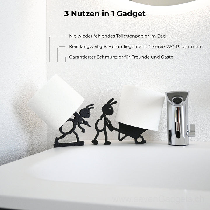 WC Rollenhalter Ameisen als kreative Bad Deko (2 Stück)