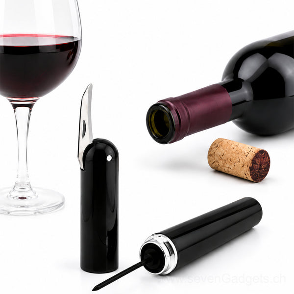 2-in-1 Luftdruck-Weinöffner mit Folienschneider, Korkenzieher mit Luftpumpe, Einfaches Entkorken ohne Kraftaufwand, Edelstahl-Wein-Gadget