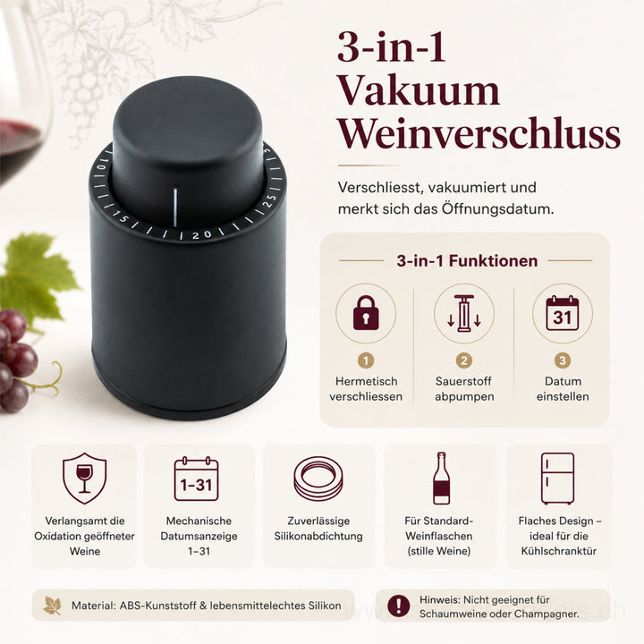 3-in-1 Vakuum Weinverschluss Vakuumpumpe (2er-Pack)