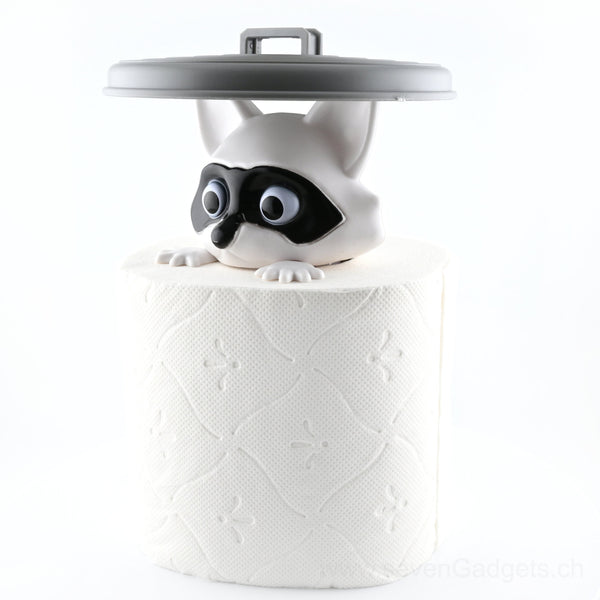 WC-Rollenhalter Waschbär, 2er Set, Kreative Badezimmer Deko & WC-Papier Aufbewahrung, Lustiges Bad-Gadget