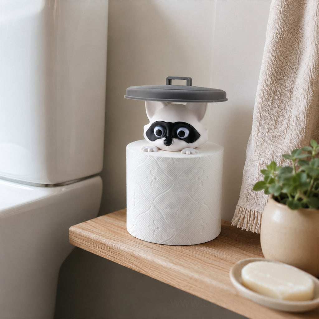 WC Rollenhalter Waschbär als kreative Bad Deko (2 Stück)
