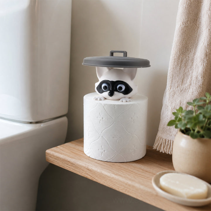 WC Rollenhalter Waschbär als kreative Bad Deko (2 Stück)