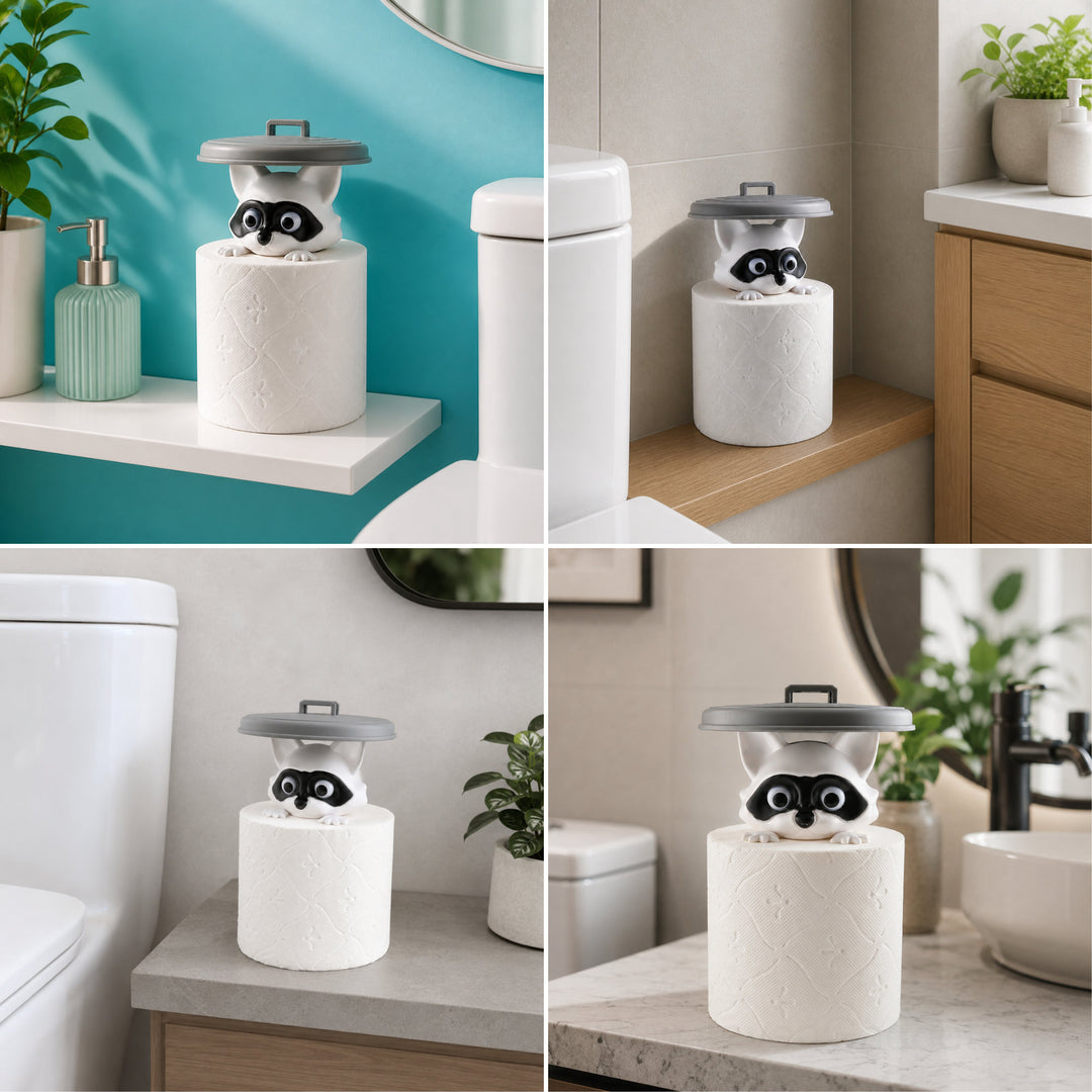 WC Rollenhalter Waschbär als kreative Bad Deko (2 Stück)
