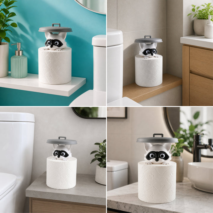 WC Rollenhalter Waschbär als kreative Bad Deko (2 Stück)